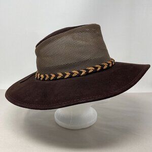 Henschel Hat‎ Co Wrangler Outdoor Explorer Hat Brown Suede Leather Size Medium